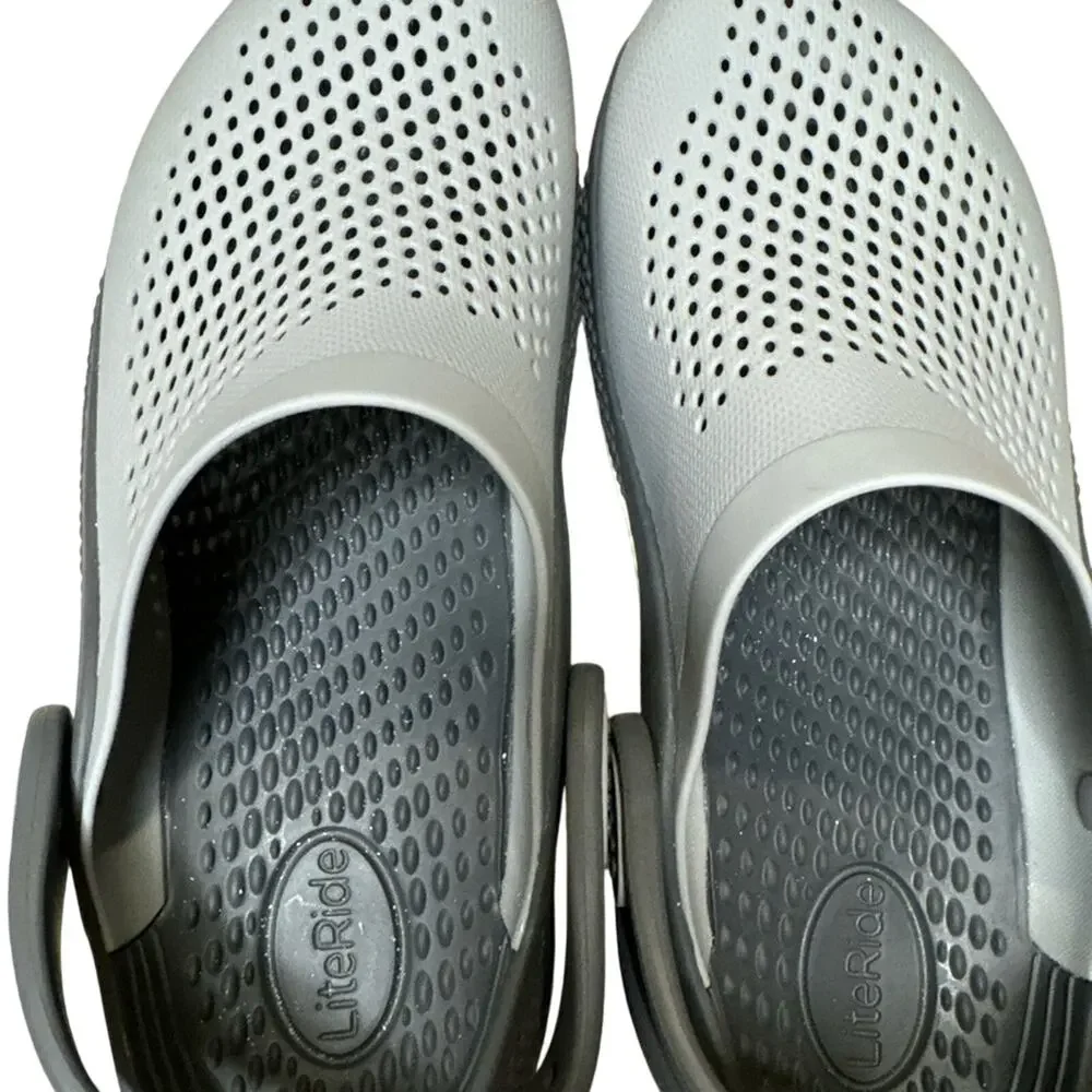 Crocs Unisex Literide 360 Clog Shoes‎ Size Junior 5 Light Grey, Dark Grey accent